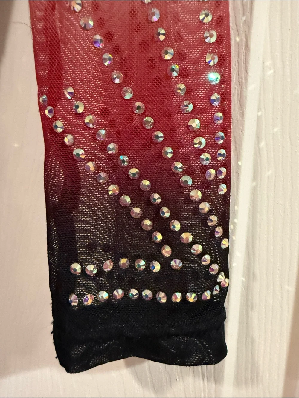 GKelite size 12 Girls Maroon Ombre Gymnastics Leotard unitard w/ Crystal Accents